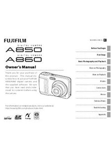 Fujifilm A850 manual. Camera Instructions.